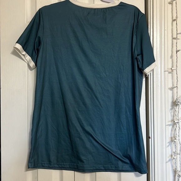 MISSLOOK Women XL Teal Green w/ White Dandelion Graphic Short Sleeve T-Shirt - Picture 5 of 7